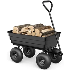 Poly Dump Cart 600lbs No-Flat 10" Tires Utility Wagon Yard Landscaping Gardening