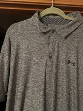 Under Armour HeatGear Golf Polo Shirt Gray 2XL Loose Fit Breathable Short Sleeve