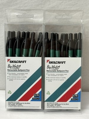 New Skilcraft Retractable Ballpoint Pens 24-PACK Black Ink Medium Point