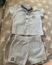 Nutmeg Baby Boy Outfit Teddy Bear Blue Set 0-3 Months