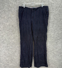 Tommy Hilfiger Pants Women 16 Black Striped High Rise Flat Front Corduroy Chino