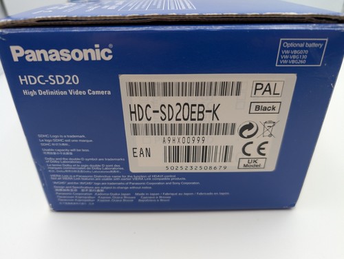VIDEOCAMERA PANASONIC HDC-SD20 BOXATA HD DIGITALE ALTA DEFINIZIONE VIDEO CAM Funzionante - Foto 11 di 15