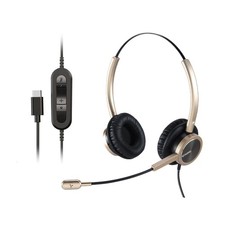 USB Type C Headphones with Noise Canceling Mic, Gold USB-C Headset with Mic L...