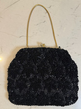 Richere Bag by Walborg Vintage 60's Black Evening Purse Hand Beaded Hong Kong