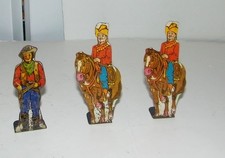 Vintage 3 Marx Litho Tin American Cowboy Figure Plus Cowboys With horses VGC