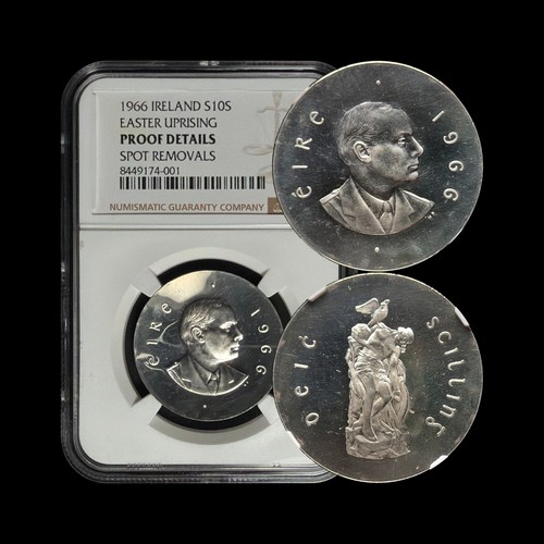 IRELAND. 1966, 10 Shilling, Silver - NGC PF - Easter Rising, Pearse, Cú Chulainn