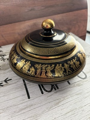 Rare vintage handmaid Spyropoulos Greek pottery. Made in Greece. 24k