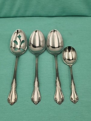 Wm A Rogers Mansfield Amadeus Oneida Deluxe Ltd 4 Serving Spoons Stainless 