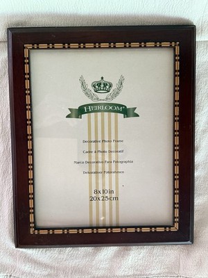 Vintage Heirloom 8x10 Wood Frame Genuine Veneer Marquetry Inlay Library Decor
