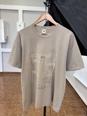   Vintage Y2K Leonardo Da Vinci T-Shirt Monet Salvador Style size XL Beige