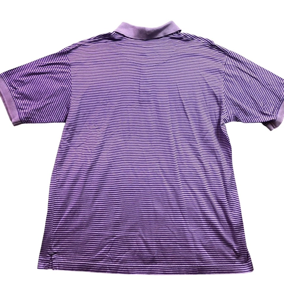 Alan Flusser Shirt Mens Medium Purple Striped Mercerized Preppy Academia Polo - Image 2 of 4