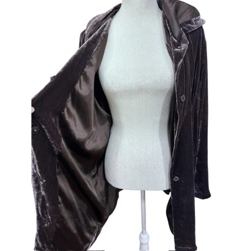 Terciopelo y seda "J.JILL", chaqueta, capucha, botones grandes a presión, gótico, hada caprichosa, Foto 3 de 4