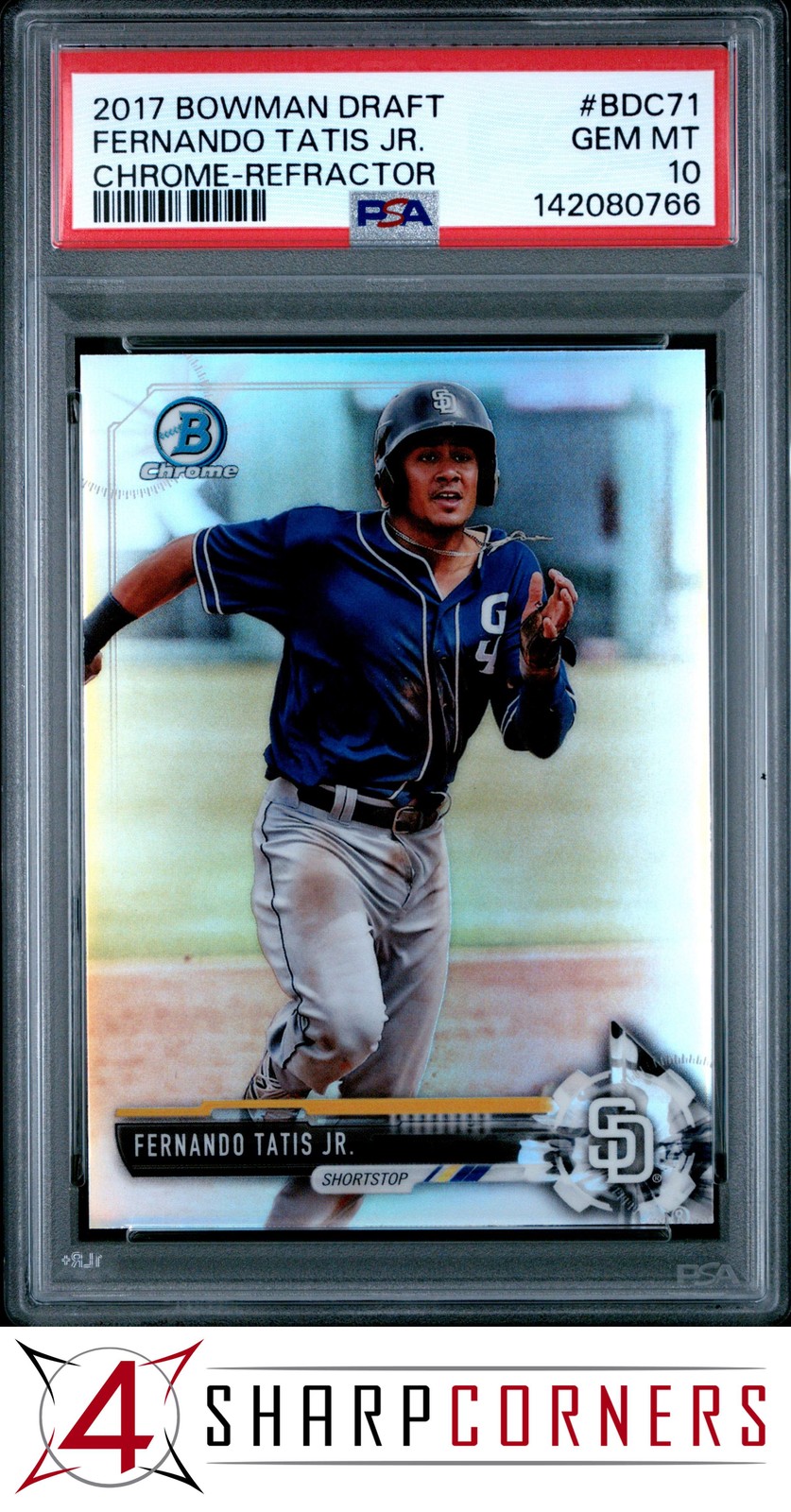 2017 BOWMAN DRAFT CHROME REFRACTOR #BDC71 FERNANDO TATIS JR. RC PSA 10 view 1