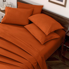 Burnt Orange King Size Sheet Set - 6 Piece Luxury 1800 Thread Count Bedding Shee
