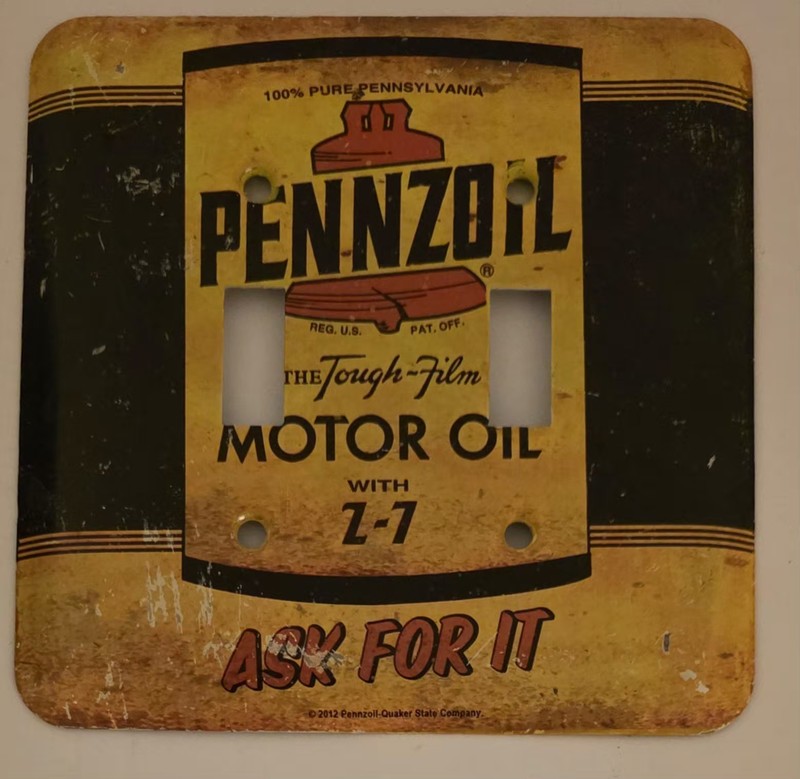 2012 Vintage Metal Pennzoil-Quaker State Company Dual Light Switch Cover/9"X 7"