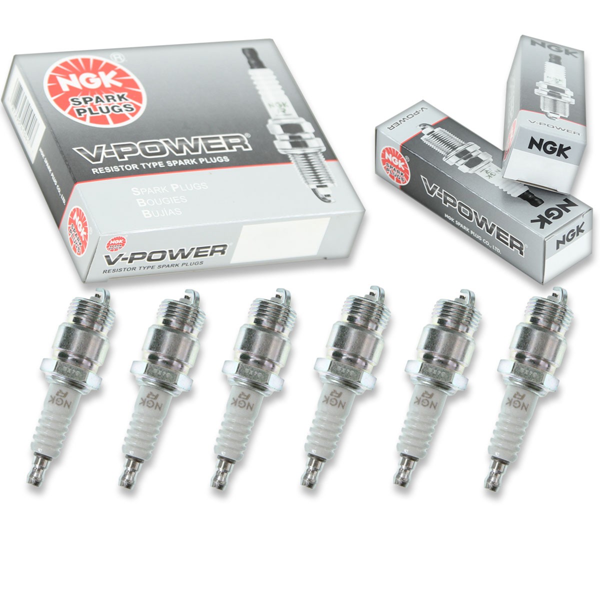 6 pcs NGK V-Power Spark Plugs for 1972-1974 Ford Gran Torino 4.1L L6 - uv