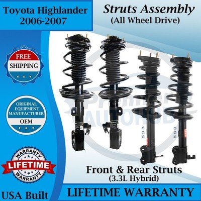Monroe OEM Front & Rear Struts For 2006-2007 Toyota Highlander 4X4 9yr Warranty