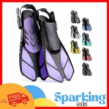 Adjustable Snorkel Fins for Adults & Kids - Travel Size Open Heel Comfort
