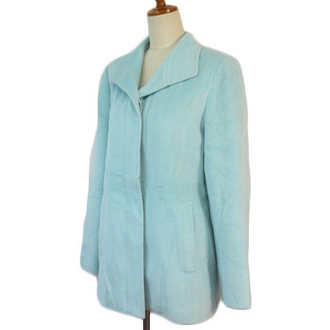 Sanyo Coat Stitch Angora Wool Blue Women’s Size 11 Light Blue Classic Outerwear - Picture 4 of 6