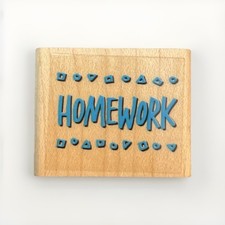 Rubber Stamp - Teacher Stamp - Homework - Medium Size 1.5 X 1 - New - Vintage
