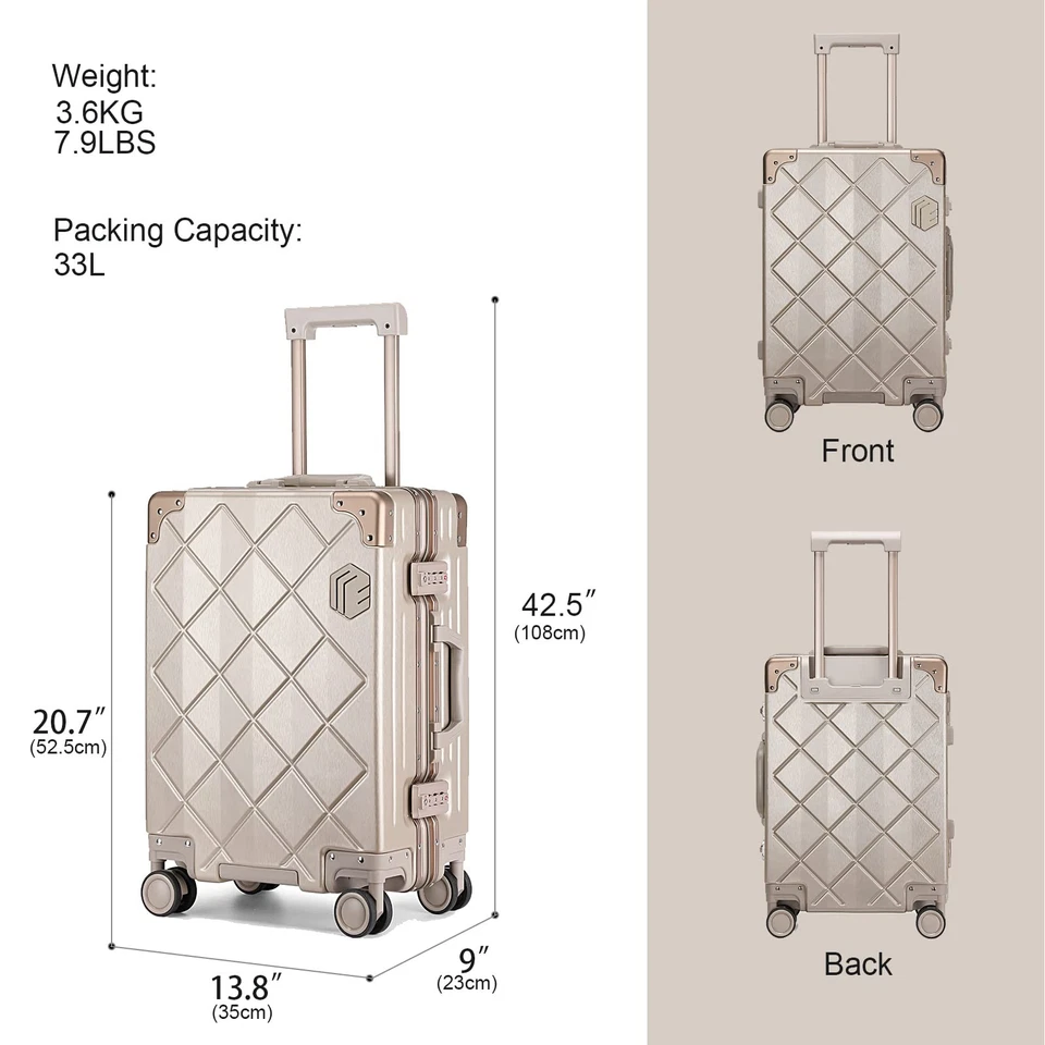 Equipaje de mano con ruedas giratorias Maleta ligera de 20 pulgadas incorporada TSA A... Foto 2 de 4