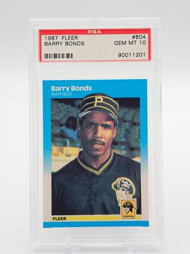 BARRY BONDS 1987 FLEER BASEBALL ROOKIE RC #604 PITTSBURGH PIRATES PSA 10 Q6438