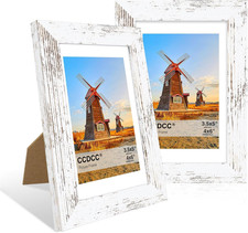 4x6 Picture Frame Set of 2 Wood Photo Frames with Mat for 3.5x5 Wall and