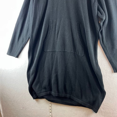 Torrid Hoodie Dress Black Knit Sweater Pullover V Tie Neck Kangaroo Pocket 4X - Picture 6 of 9