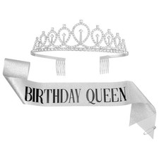 1-Set Birthday Sash, Sequined Fabric Birthday Gifts Decor Silver