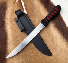 BGS Custom Made in USA knife 8" blade EDC Utility Black w/Red Stingray w/sheath