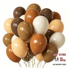 50pcs Retro Brown Sand White Balloons - 12" Retro Brown Beige