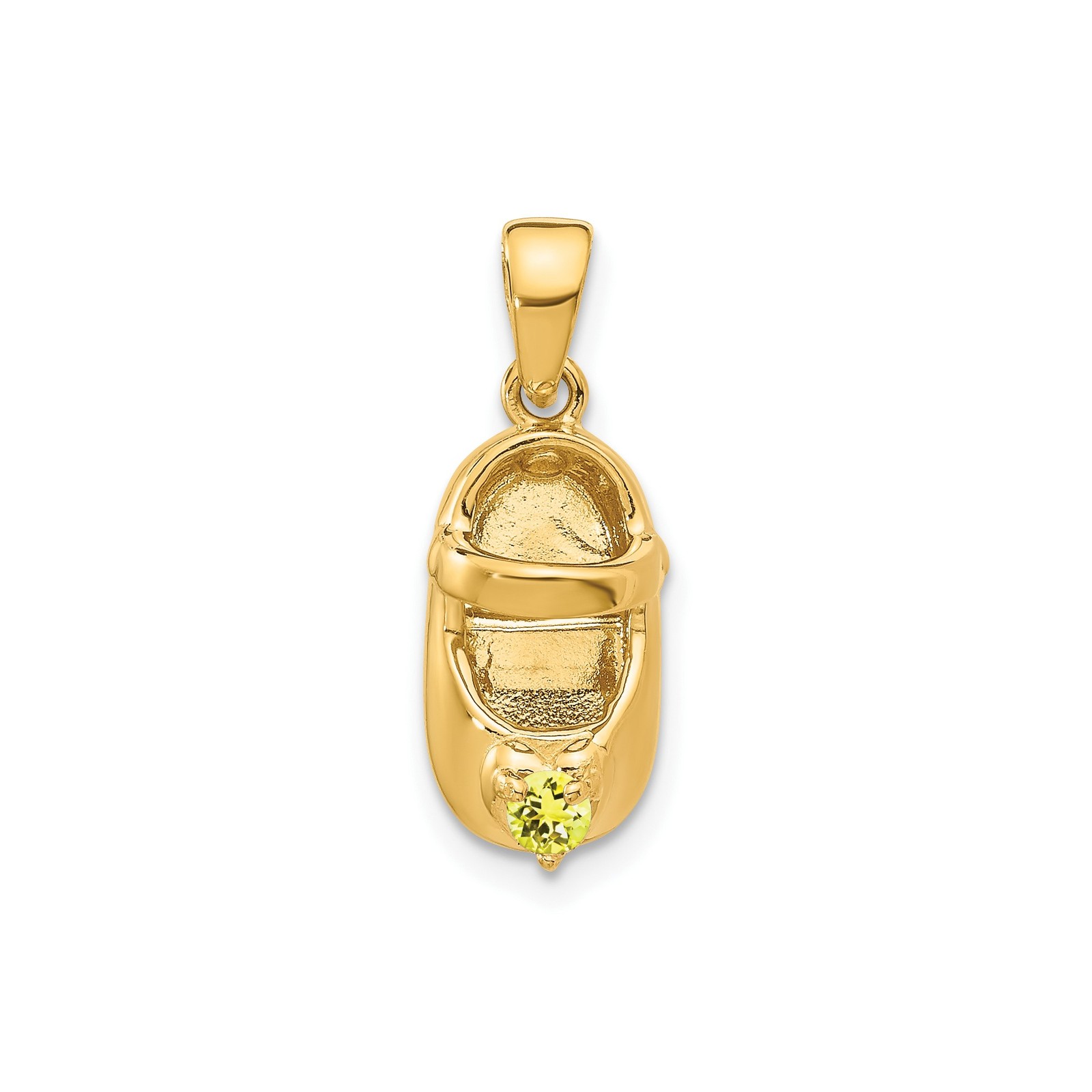 14k Yellow Gold Baby Shoe Pendant with Citrine Birthstone Charm for Mothers