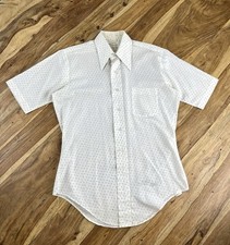 Vintage Arrow Kent Collection S/S White w Blue Button Down Fits Mens Size Large