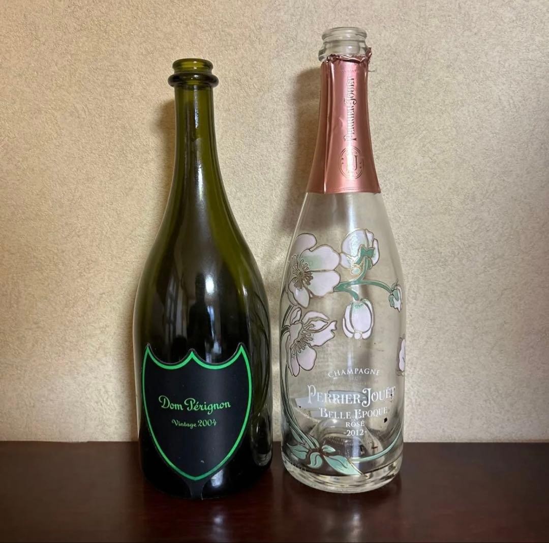 Empty Liquor Bottles Dom Perignon 2004 Belle Epoque 2012 Champagne Bottle