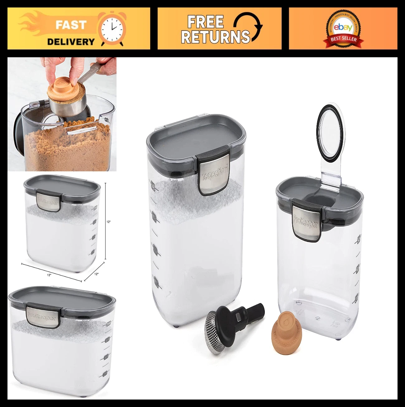 Airtight Food Storage Canister Set - 2-Piece Magnetic Kitchen Organizer for Suga
