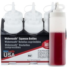 Tablecraft 8oz Squeeze Bottles Clear 6 Pack