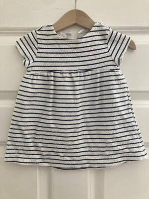 Zara 9-12 Monate Baby Mädchen Kleid weiß und blau gestreift