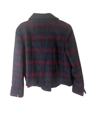 Talbots Plaid Fuzzy Wool Buckle Front Coat Size 16 Petite NEW Collar Classic - Picture 2 of 7