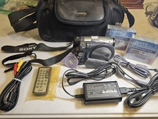 NWT Sony Handycam DCR-DVD201 Camcorder Loaded W/ Accessories DVD Mini Discs Etc