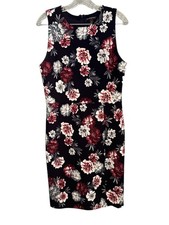 Banana Republic Floral Sleeveless Sheath Dress, Women's 8 (Navy Blue/Pink/Blue)