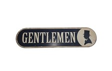 Gentlemen Tin Restroom Bathroom Sign Blue Cream Gentleman Vintage Style Read