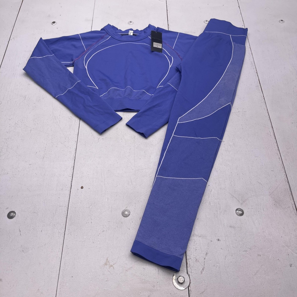 Kimberly C Activewear 2 Piece Set Womens Medium Purple Crop Top