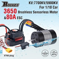 Rocket 3650 Impermeabile Sensorless Motore Brushless + 80A ESC per 1/10 RC Car