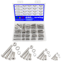 Edelstahl Schrauben Set 680 Stueck M3 M4 M5 M6 Innensechskant Sortiment