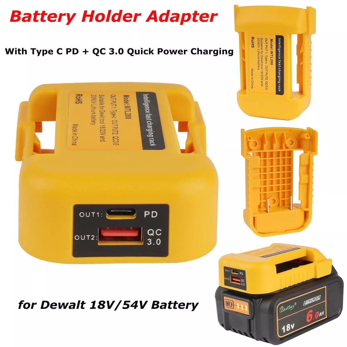 for Dewalt 18V 54V Battery Adapter Mount Belt Holder W Quick Type