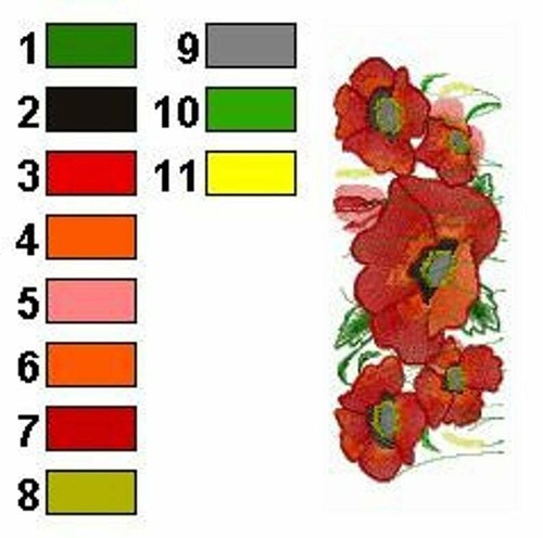 Flowers Machine Embroidery designs. Poppies pattern. - Picture 5 of 7