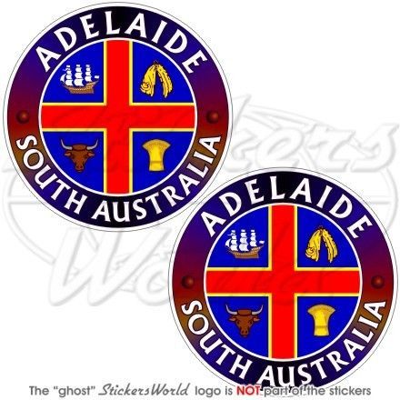 ADELAIDE Australie du Sud AUSTRALIE Australien 75mm Vinyle Autocollant x2 - Picture 1 of 1