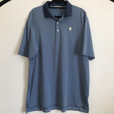 Peter Millar Summer Comfort Navy Blue Striped Polo Golf Shirt