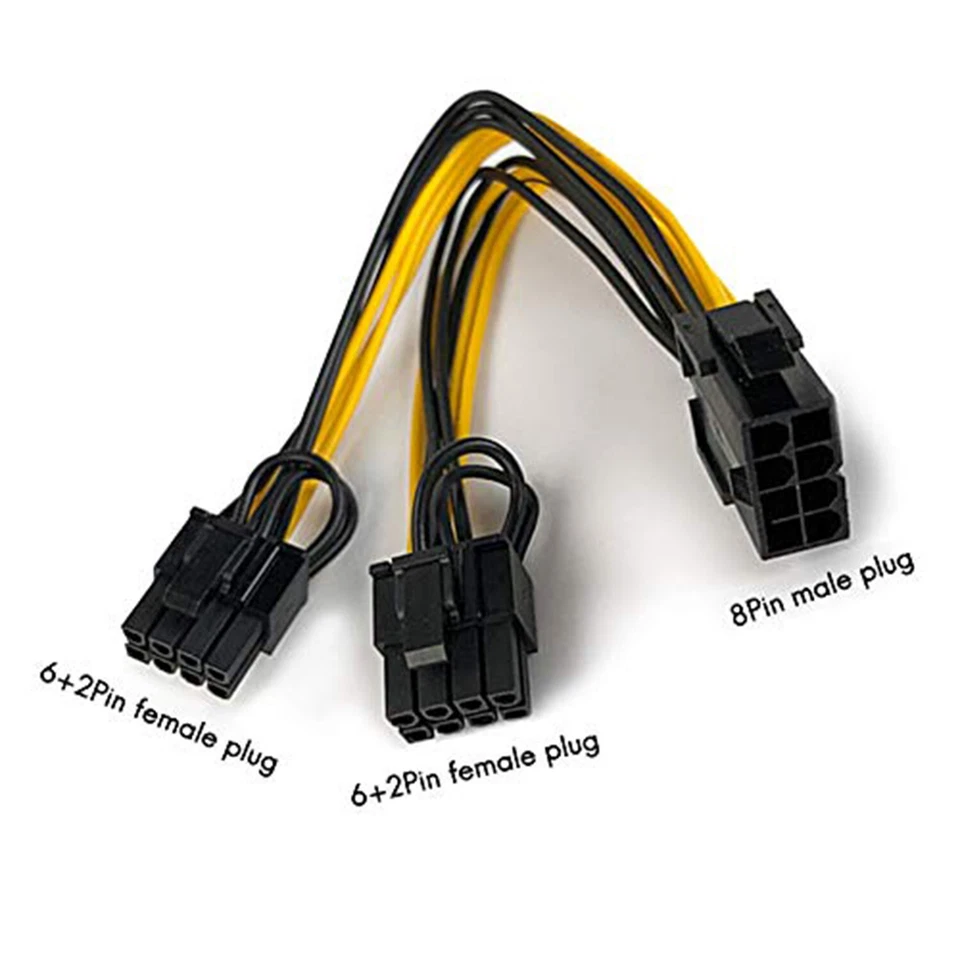 CPU 8 Pin to Dual PCIe 2X 8 Pin (6+2) Splitter Power Cable for Graphics Card BTC - Image 3 of 4
