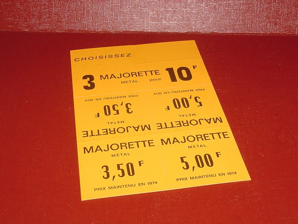 LOT 3 CHEVALETS PUB PROMO PRIX TARIF magasin revendeur MAJORETTE metal 1974 - Photo 2/4